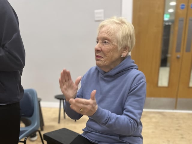 Pictured in rehearsals for Ballywillan Drama Group's production of Fiddler on the Roof is Olive Hemphill who is reprising her role as Yente the matchmaker.