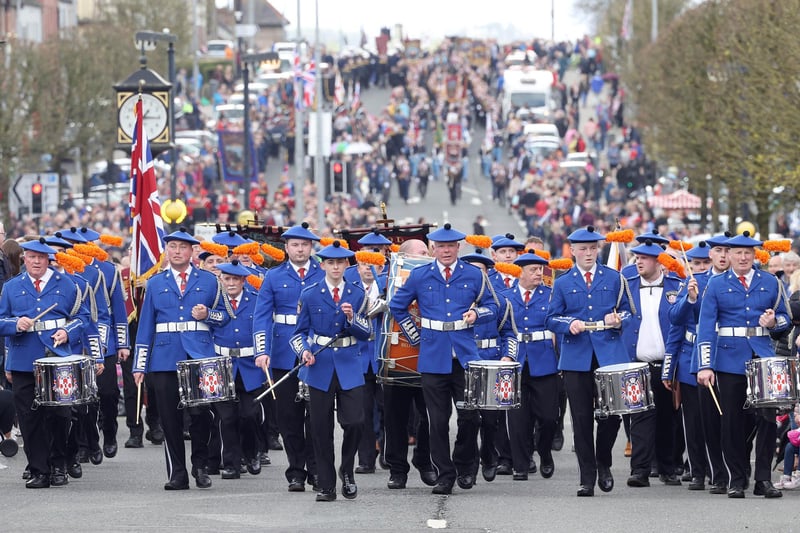 Taking part in the Apprentice Boys of Derry march through Cookstown during the South Derry and East Tyrone Amalgamated Committee commemoration of the 334th anniversary of the start of the Siege of Londonderry on Easter Monday.