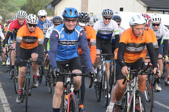 Pictured at the Ballycastle Cycling Club 80 mile charity Cycle to raise funds for Marie Curie starting at Ballycastle GAC Club on Saturday morning