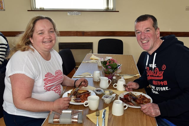 Michelle and Adrian Boyd take time out from their Big Breakfast to pose for our photographer. PT13-207.