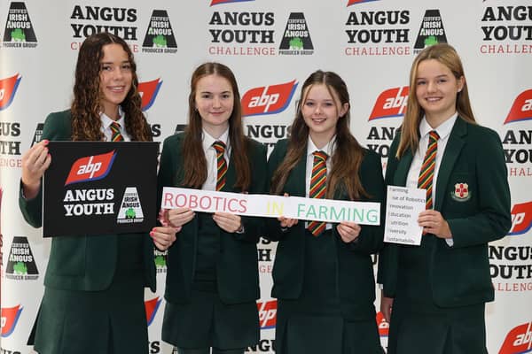 Pictured at the ABP Angus Youth Challenge Exhibition held at the Eikon Centre is the team from Friends' School Lisburn - Katie Mulholland, Alexandra Neill, Beth Reynolds and Naomi Patterson