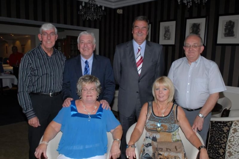 Anne and Brian Lilley and Norma and Jim Elliott with Ian Callaghan and Ron Yates at the Olderfleet Larne Liverpool Supporters' Club dinner in the Highways Hotel back in 2009.