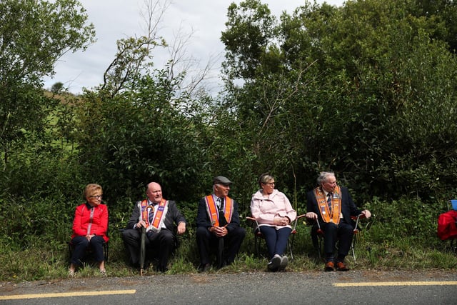 Having a breather during the  Rossnowlagh Twelfth parade.
