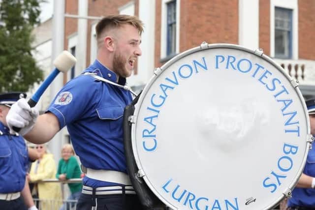The Craigavon Protestant Boys drummer gives it his all during the Lurgan Royal Black District Chapter No 2 parade in Bangor in 2024. Photo: Stephen Davison / Pacemaker