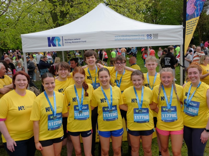 Aquinas College students and staff who ran for N. Ireland Kidney Research Fund.