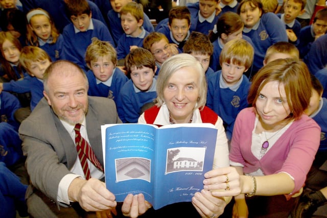 Principal Ian Thomson, Creator Valerie Higginson and PTA representative Christine McConnell launched the 'Lower Ballinderry Primary School, An Historical Journey in 2007