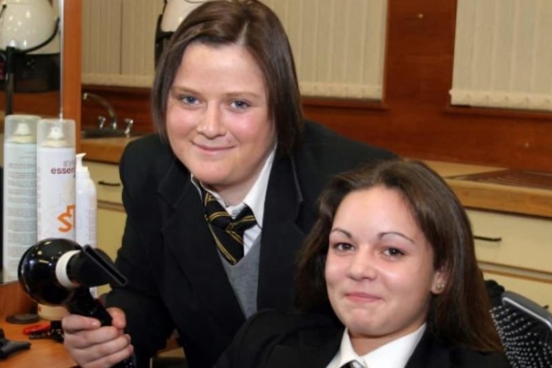 Annie McDonald and Rachael Reynolds at the NCHS open night in 2007.