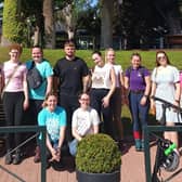 (Back L-R) Claudio Delgado, Traineeup+ rep, SERC students Hannah Stones (Saintfield), Beth Stewart (Portadown), Cheyenne Brown (Lisburn), DJ Hynes (Newry), Kate Enright (Downpatrick), Rebecca Watson (Bangor), Katie O’Reilly (Dundonald), with SERC lecturers Hannah Rodgers and Linda Martin, and (Front L-R) SERC students Hana Downie (Dundonald) and Anna Glover (Dundonald). Pic credit: SERC