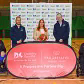 From left: Luke Marshall, NI wheelchair basketball player; Paddy Marshall DSNI chairperson; Jane Millar, Progressive Building Society Head of Lending & Savings; Kevin O’Neill, DSNI Chief Executive and Eimear MacSorley, NI wheelchair basketball player. Picture: Progressive Building Society