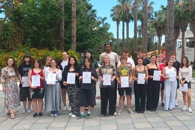 Eight (8) students from Level 3 Business Studies courses at SERC Lisburn and Bangor Campuses with SERC  lecturers and staff from the International Academy in Tenerife at the end of their digital marketing course.