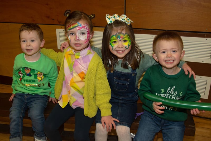 Happy kids at the Park Road and Obins Street St Patrick's fun day including from left, James (2), Lily (4), Amelia Rose (4) and Rory Og (2). PT11-229.
