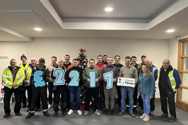 Pictured are employees from Mallaghan took on the task of growing a moustache in November and raised £2,217 for both Cancer Focus NI. A similar amount will be donated to leading men’s mental health charity, Movember.
