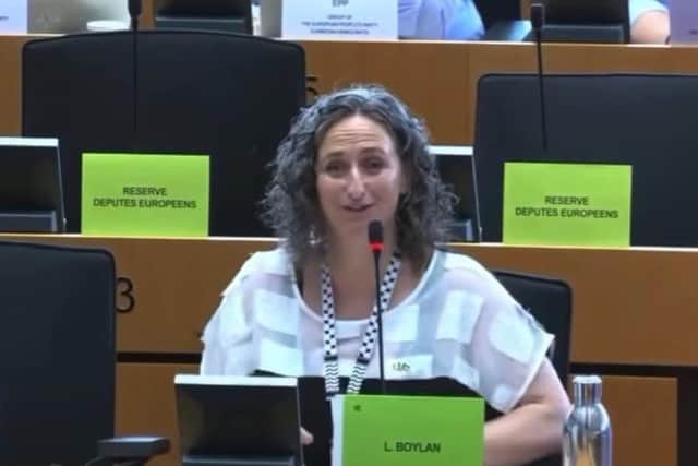 Sinn Fein MEP Lynn Boylan in the European Parliament.