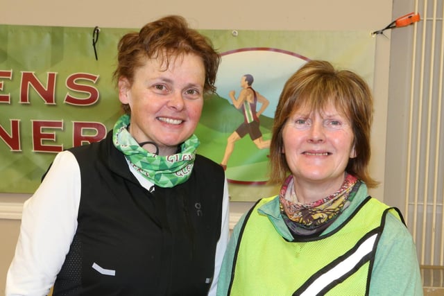 Andrea and Rosemary pictured at the Glens Runners charity run to raise funds for the Friends of the Cancer Centre