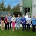 The Lord Mayor, Ald Margaret Tinsley at the official opening of Blossom Children’s Ward Garden with representatives from Armagh City, Banbridge and Craigavon Borough Council, Portadown Wellness Centre, Seagoe Youth Group and Craigavon Area Hospital staff.
