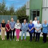 The Lord Mayor, Ald Margaret Tinsley at the official opening of Blossom Children’s Ward Garden with representatives from Armagh City, Banbridge and Craigavon Borough Council, Portadown Wellness Centre, Seagoe Youth Group and Craigavon Area Hospital staff.