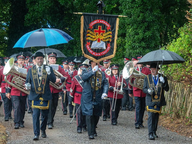 The head of the parade makes its way to Dungannon town centre on Saturday.
