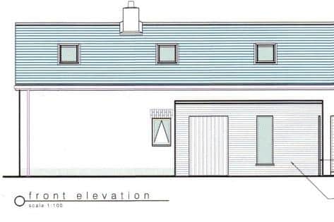 A illustration of part of the proposed front elevation of the proposed self catering holiday lets.