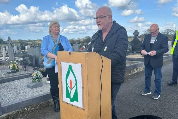 Councillor Liam Mackle addressing Lurgan Easter Commemoration
