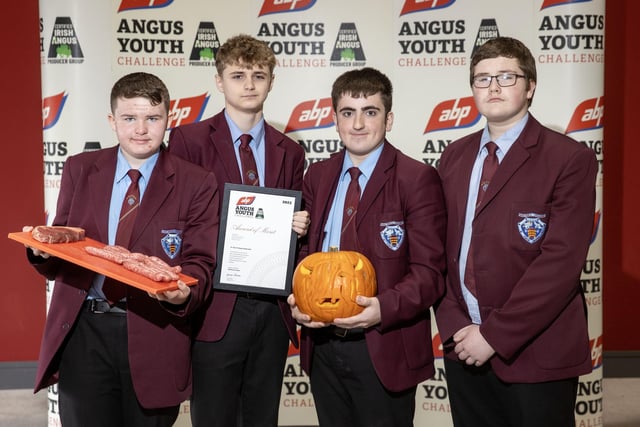 Pictured taking part in the 2023 ABP Angus Youth Challenge Exhibition for a place in the final of the competition is the team from St. Pius X College Magherafelt: Harry Francis Scullion, Fionnbhar McKenna, Robert Herbison and Niall Mullan.