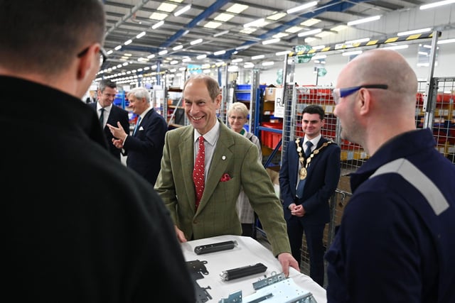 The Duke of Edinburgh talked with staff at Leckey during his visit to the Lisburn company