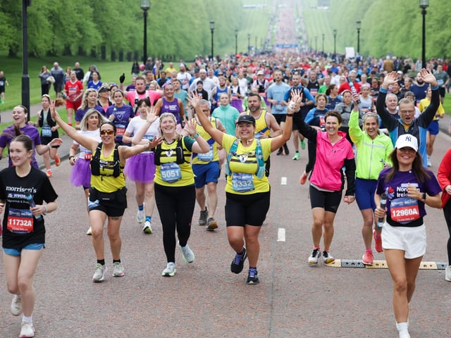 Runners leaving the grounds of the Stormont Estate.