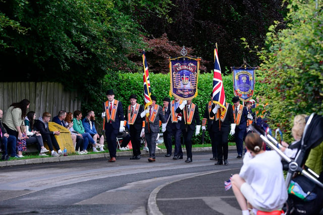 Leading the way during the Twelfth parade in Dungannon.