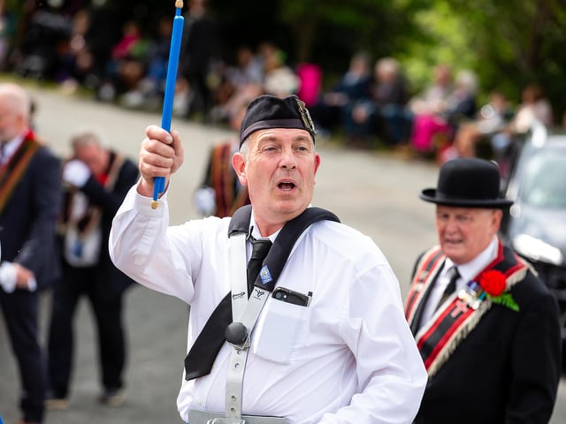 Leading the way during Saturday's parade.