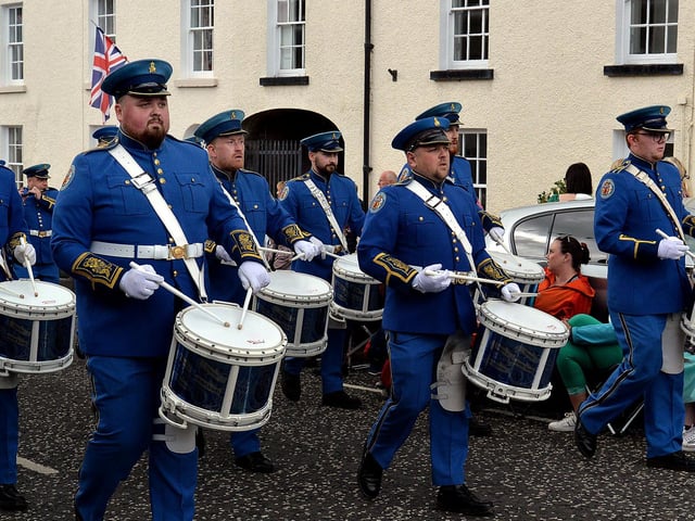 Drummers from Armagh True Blues who accompanied Summerisland lodges at the RBP Last Saturday parade in Loughgall. TH34.
