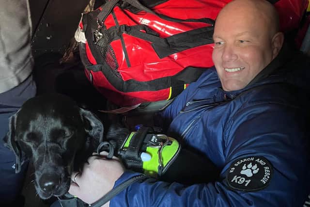Kyle Murray and his dog Delta who are in Turkey on a K9 Search and Rescue mission following the earthquake on Monday.