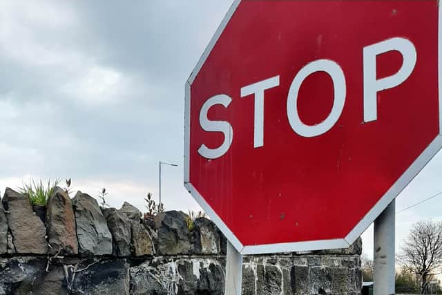 The stop sign at the junction of Moyola Road and the Hillhead Road in Castledawson. Picture: PSNI