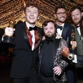 Celebrating success at the Oscars 2023 are, from left: Ross White, James Martin, Tom Berkeley, Seamus O'Hara, winners of the Best Live Action Short Film award for An Irish Goodbye and guest attend the Governors Ball during the 95th Annual Academy Awards. Picture: Emma McIntyre/Getty Images