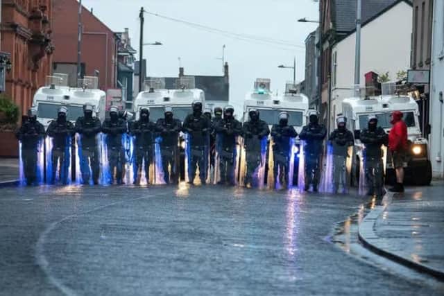 Riot police on duty in Portadown in June 2025. Picture: Tony Hendron