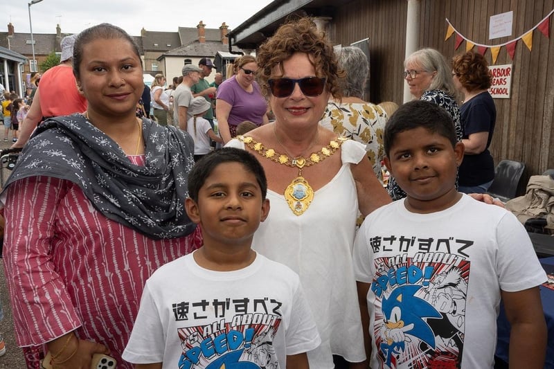 Mid & East Antrim Mayor Gerardine Mulvenna with the Rashid family from Larne.