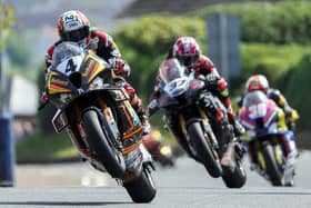 Michael Rutter, seen here leading James Hllier and Erno Kostamo at last year’s Briggs Equipment North West 200, has 97 race starts at the north coast event and is set to hit the 100th milestone during 2025 race week. Photo by David Maginnis/Pacemaker Press