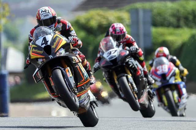Michael Rutter, seen here leading James Hllier and Erno Kostamo at last year’s Briggs Equipment North West 200, has 97 race starts at the north coast event and is set to hit the 100th milestone during 2025 race week. Photo by David Maginnis/Pacemaker Press