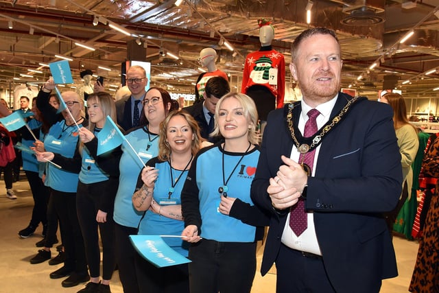 Customers at the new Primark store were greeted by staff and Lord Mayor of ABC Council, Councillor Paul Greenfield. PT50-221.