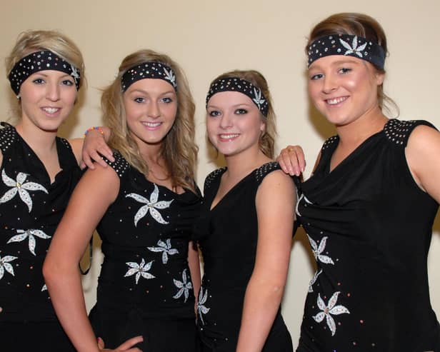 Sarsfields Youth Club dancers, Niamh Farrell. Justine Skelton, Aoife Skelton and Jane McStay from the Diamond Rio Dance Team at the youth variety concert in Craigavon Civic Centre in 2010.