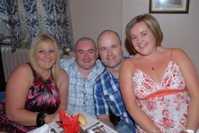 Jane and Ricky Thompson, Gary Craig and Suzane Kidd enjoying the Olderfleet Liverpool FC Supporters' Club dinner in 2010.
