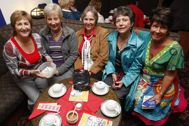 Cheryl Killough, Olivia Culbert, Lenore Morrison, Jean Boyd, and Gillian Lemon pictured during the Save The Children Fashion Show at Coleraine Rugby Club back in October 2009