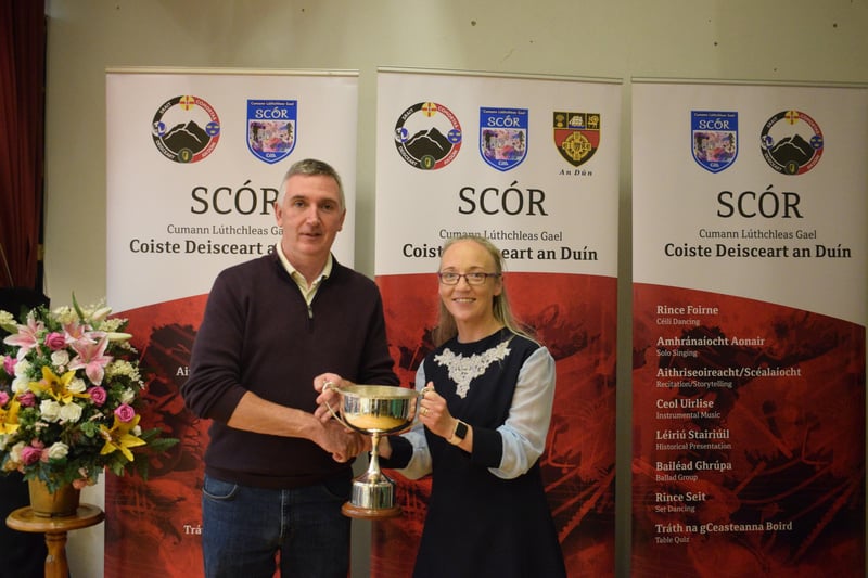 Peter Keenan Memorial Cup Winners - Overall Scór Club of the Year, Mayobridge, pictured are Gerard Keenan and Michelle McCoy.