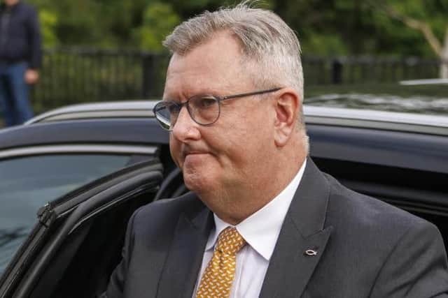 Jeffrey Donaldson arriving at Newry Crown Court during his trial in June.