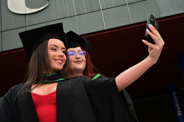 Events management graduate Brenna Pollock and Anne-Louise Loughlin.