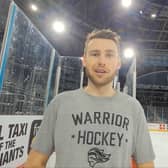 Belfast Giants' defenceman Sam Ruopp during practice at the SSE Arena. Picture: Darryl Armitage