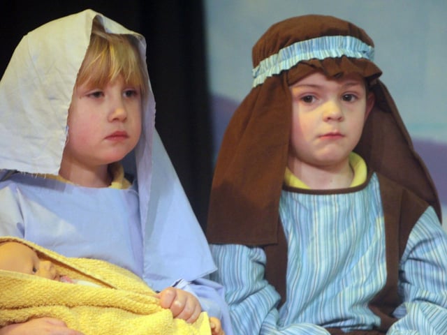 Two young pupils from P1/P2 at St Brigid's PS who played the role of Mary and Joseph in 2009 at their Christmas concert.