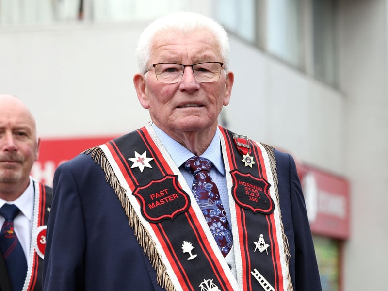 On the march during the Lurgan Royal Black District Chapter No 2 parade in Bangor, Co. Down.