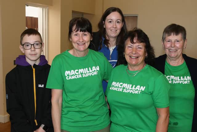 Charlie Downs, Julie Downs, Laura Downs, Mary McDonnell and  Margaret Ridley  pictured at the Macmillan Cancer Support Coffee morning. Credit Causeway Coast and Glens Council