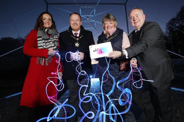 Leading telecoms and IT provider eir evo UK has announced it has won a major contract to deliver high-capacity fibre network and managed services to 10 regional councils across Northern Ireland. The eir evo network solution represents an investment of up to £7 million over 10 years and is spearheaded by Armagh City, Banbridge and Craigavon Borough Council along with Mid Ulster District Council. Pictured at the Armagh Observatory & Planetarium are (left to right) eir evo Business Development Director Clair Gheel; Lord Mayor of Armagh City, Banbridge & Craigavon Borough Council, Councillor Paul Greenfield; Deputy Chair of Mid Ulster District Council, Councillor Frances Burton; and eir evo Regional Director for Northern Ireland, Philip O’Meara.
