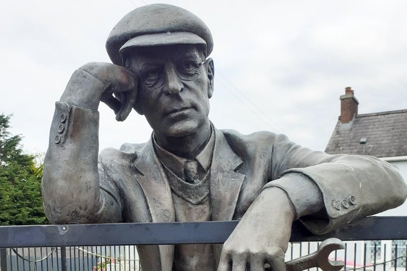 Hailing from Dromore, inventor Harry Ferguson, is noted for his role in the development of the modern agricultural tractor and its three point linkage system, for being the first person in Ireland to build and fly his own aeroplane, and for developing the first four-wheel drive Formula One car, the Ferguson P99. A statue in his honour was erected at the Harry Ferguson Memorial Garden opposite his homestead in Dromore.
