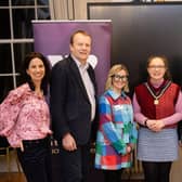 Deputy Lord Mayor, Councillor Jessica Johnston with (L-R) Roisin McDermott, CEO of WIBNI, Councillor Tim McClelland, Chair of Economic Development and Regeneration Committee, Maggie from Maggie McCreations, Aileen from Apiphany Jewellery, and Katie Elliot from WIBNI. Picture: ABC Borough Council.